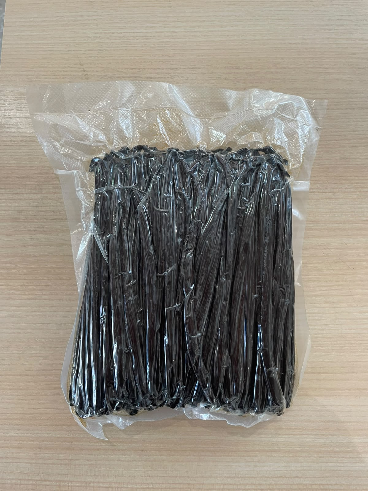 Prepared vanilla bean orders ready for packing